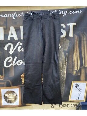 Vintage Bisou Bisou by Michele Bohbot Bootcut Flare Leg Leather Pants Size 10